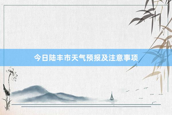 今日陆丰市天气预报及注意事项